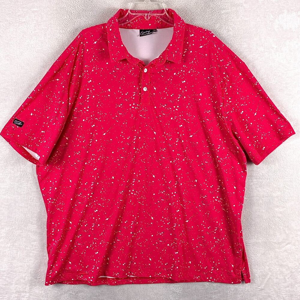 Sunday Swagger Polo Shirt Mens 3XL Red Splatter Stretch Performance Golf Preppy